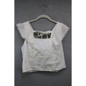 True Craft Ivory Swiss Dot Crop Top-Cut Out-Size Large-Cottagecore-New with Tags